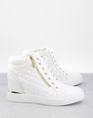 ALDO Ailanna wedge trainers in white quilt