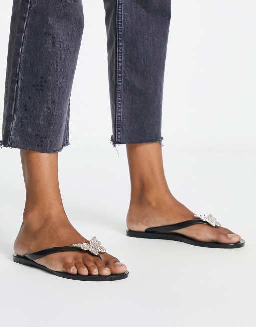 Aldo black store flip flops