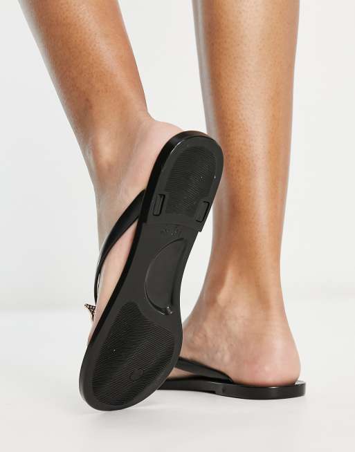 ALDO - Alelith - Jelly teenslippers met vlinder met versiering in zwart, 2 van 4