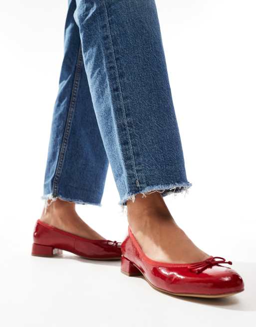 ALDO Aliette low heeled ballets in red patent leather ASOS