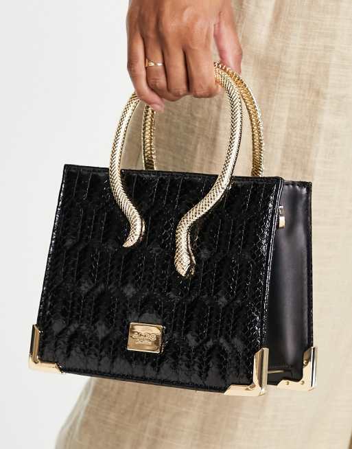 ALDO Allure premium grab bag with snake embellishment in black