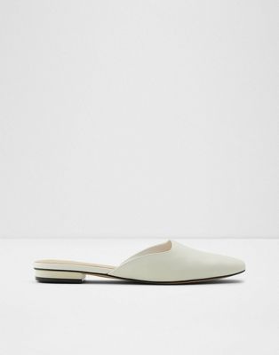 ALDO Alysaa backless flat shoes in white