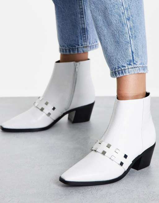 White ankle hot sale boots western