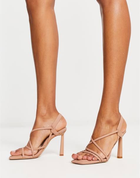 HARLIN Camel Strappy Tie Up Wedges Sandals