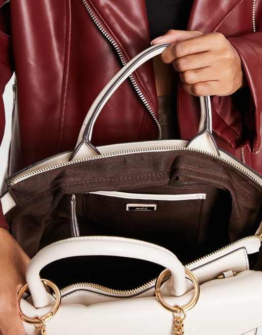 ALDO - Amours - Hvid tote-taske med guldfarvede metaldetaljer, 3 af 4