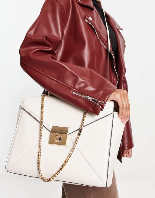 ALDO Amours tote bag with gold hardware in white ASOS