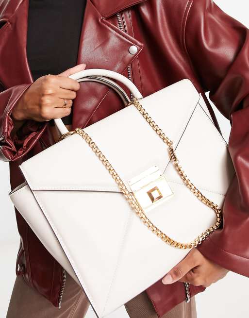 ALDO Amours tote bag with gold hardware in white ASOS