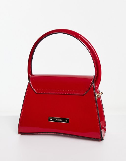 ALDO Angelie Mini borsa in vernice rossa con manico superiore