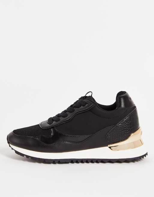 ALDO - Areadith - Sorte sneakers med paneler og guldfarvede detaljer