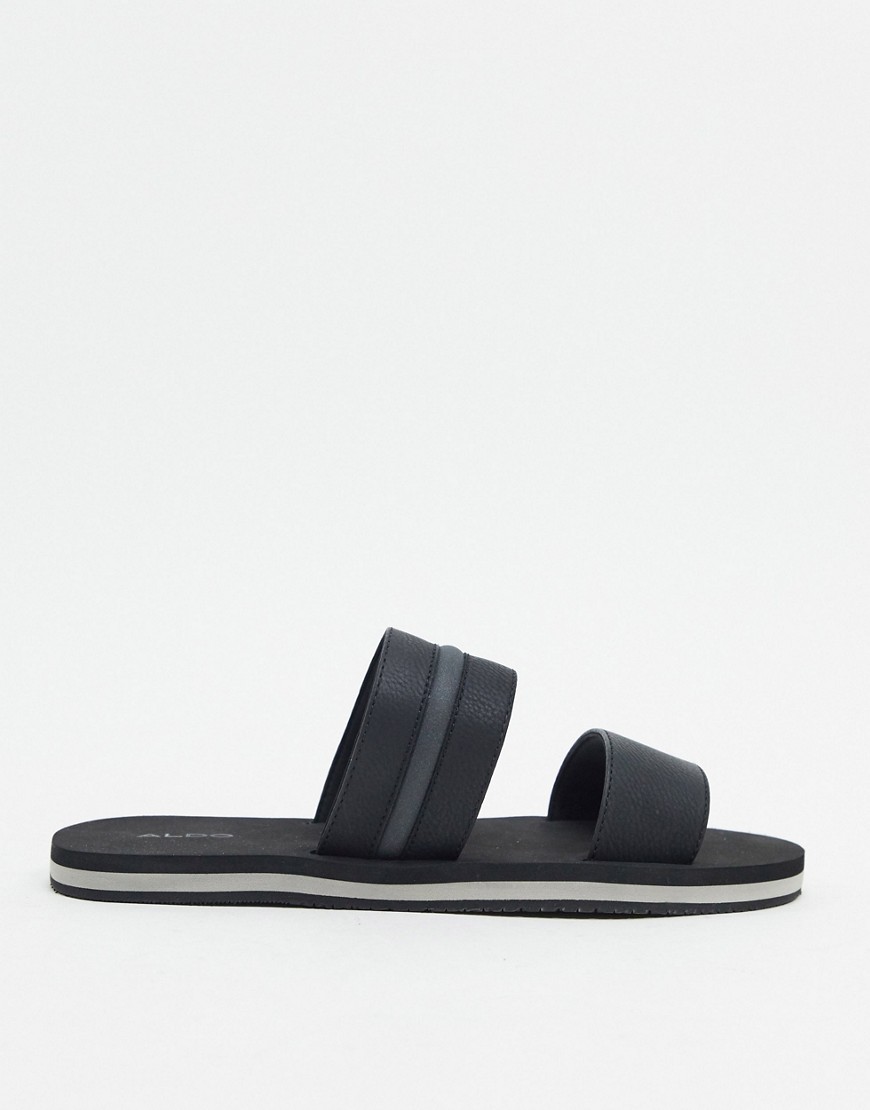 ALDO ariadda double strap slide sandals in black