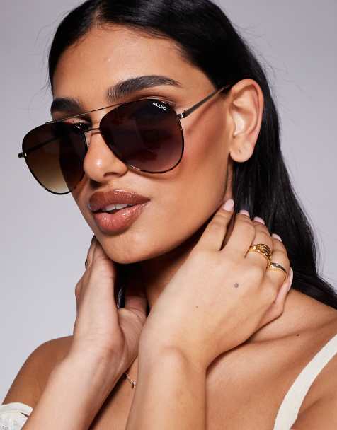 ALDO arilican large aviator sunglasses in brown and gold - view 1