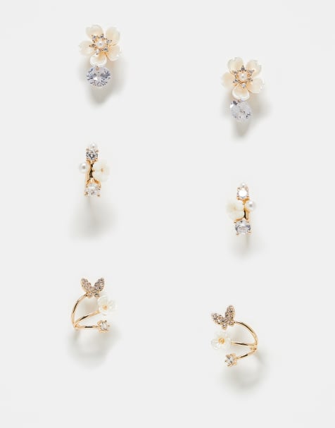 ALDO Arluna 3-pack floral earrings in gold - view 1