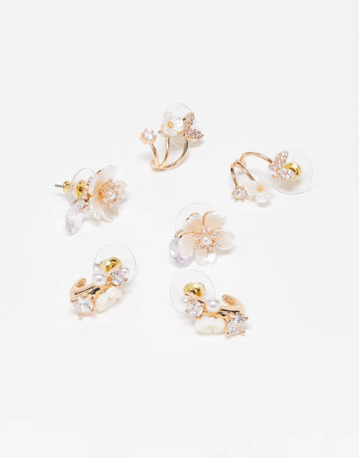 ALDO arluna 3 pack floral earrings in gold, 2 of 3