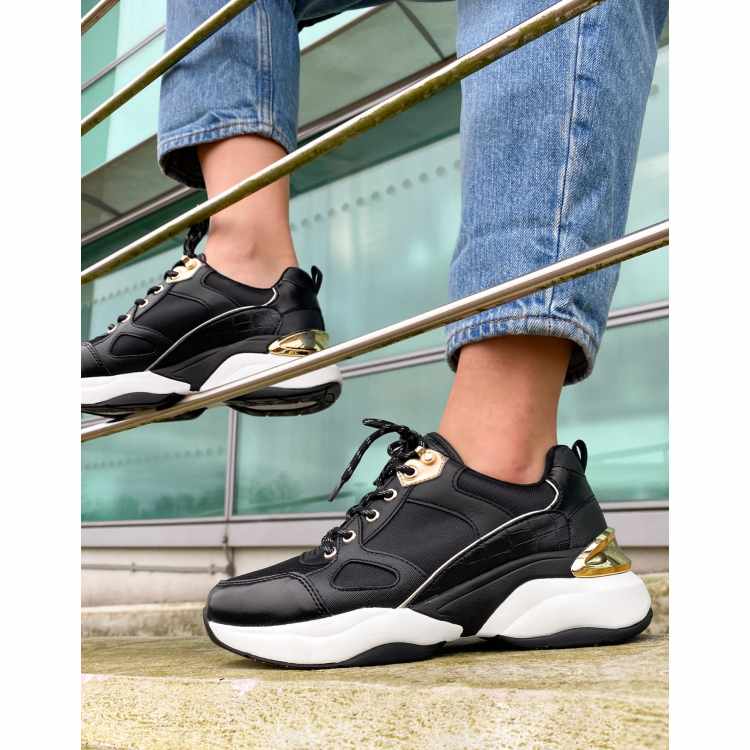 Aldo black and gold sneakers shop