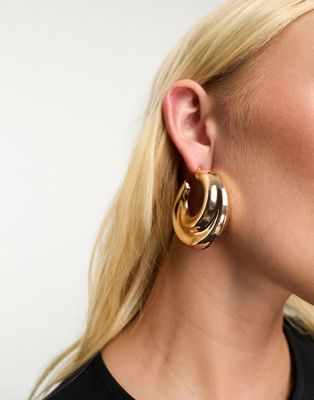 ALDO Atelier chunky hoop earrings in gold - ASOS Price Checker