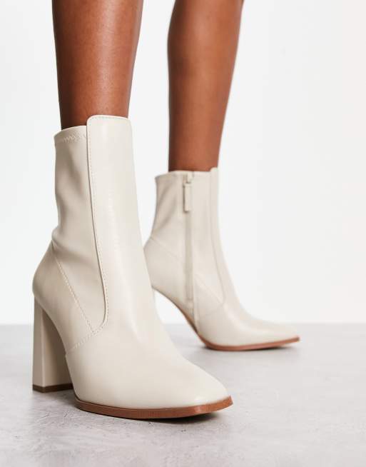 ALDO Audrella heeled ankle boots in ecru ASOS