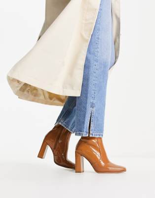 ALDO Audrella high ankle boots in caramel patent