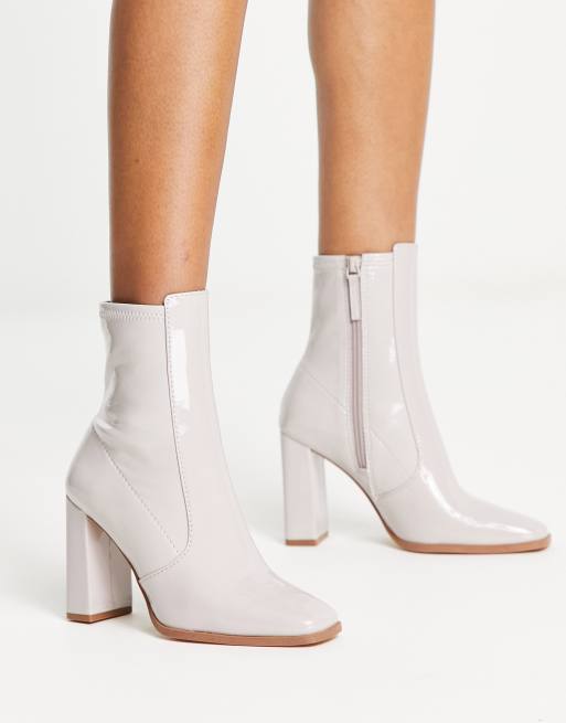 Patent white booties sale