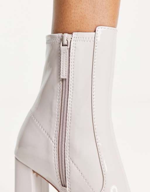 Patent leather hot sale boots white