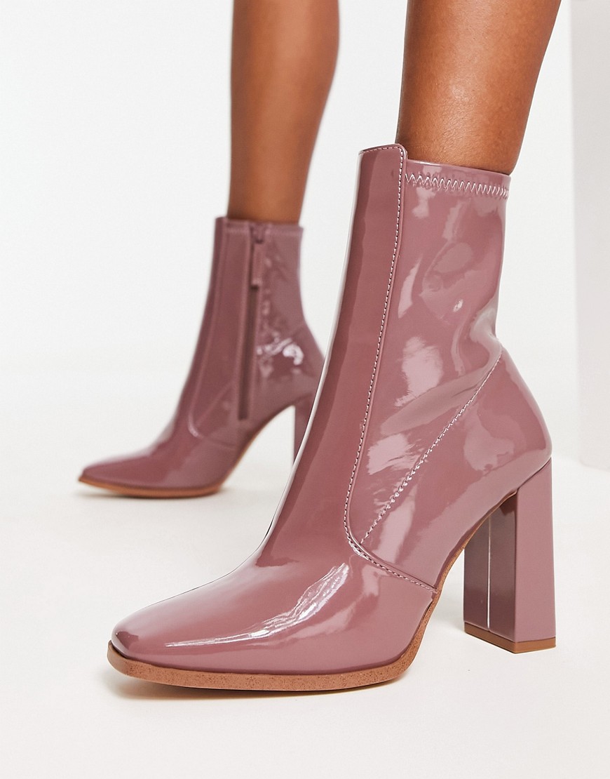 Aldo Audrella High Ankle Boots In Pale Pink Patent