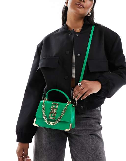 ALDO Aussey top handle bag with chain strap in green