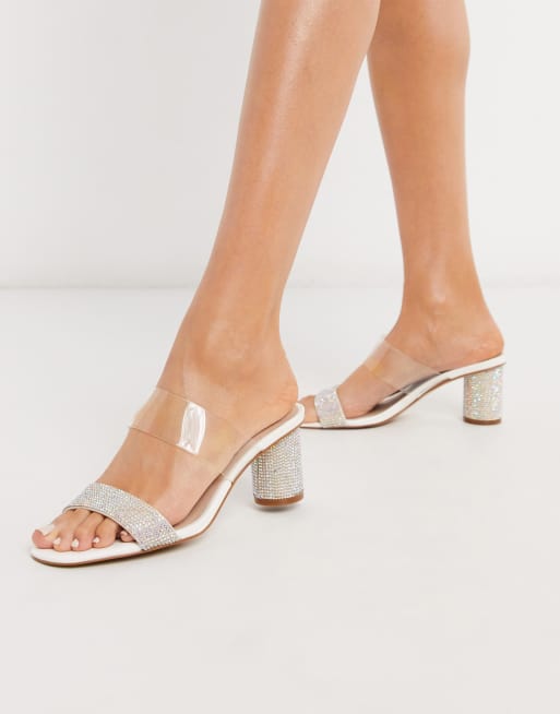 white mule kitten heel