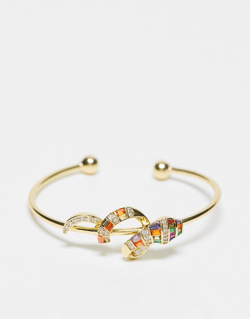 Aldo Bangle Bracelet With Multi Colour Crystal Motif In Gold