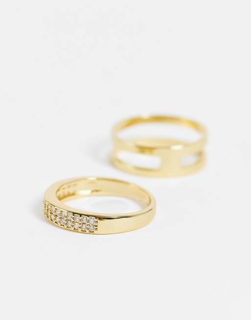 ALDO - Banset - Confezione multipack di anelli a fascia color oro con cristalli