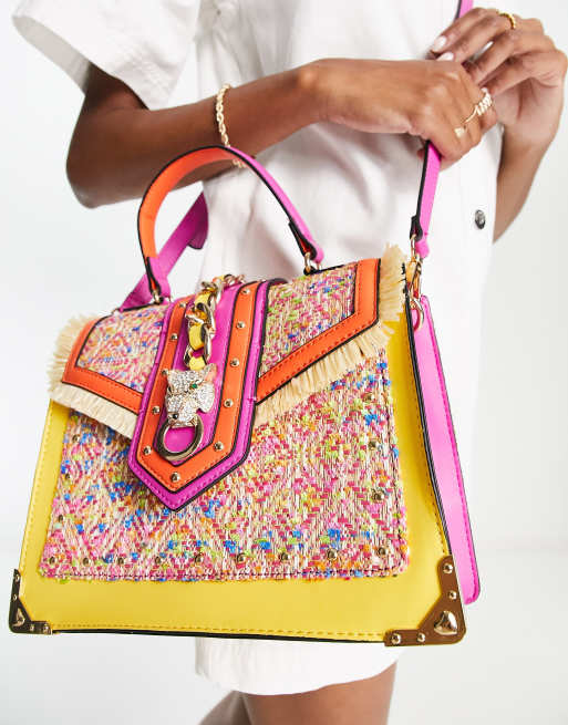 ALDO Barostraw cross-body bag with tiger clasp in with bright trim