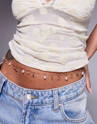 ALDO ALDO beachdays mini shell pendant belly chain in gold-White