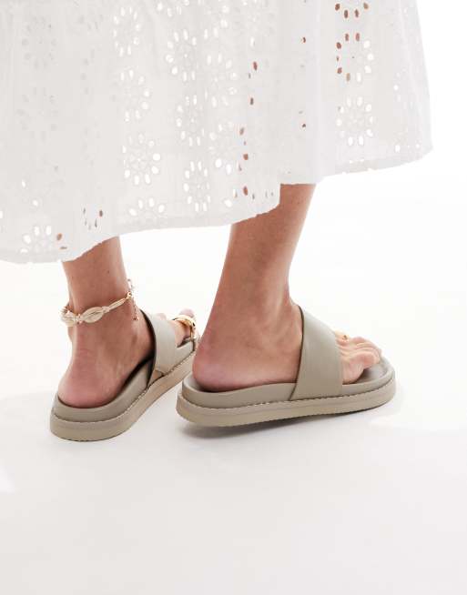 ALDO Beachstroll footbed toe loop sandals in khaki nubuck, 3 of 4