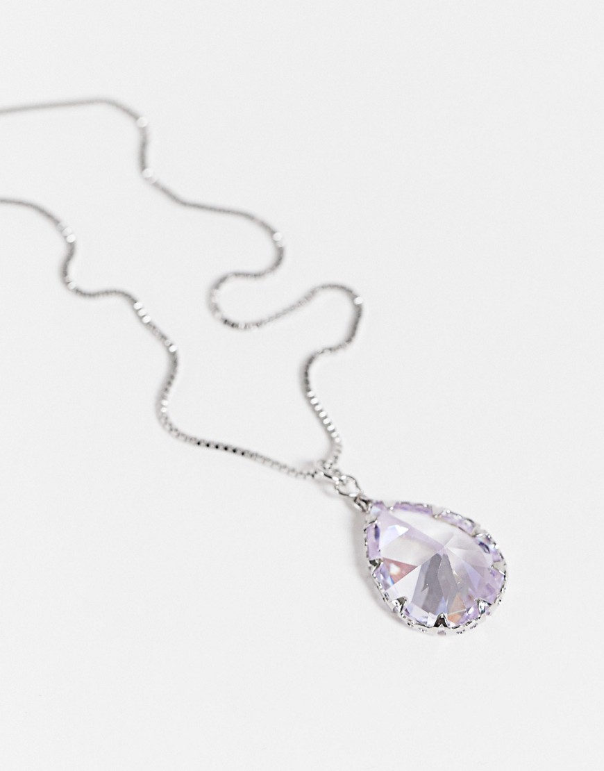 ALDO Beauceron gem pendant necklace in clear and silver