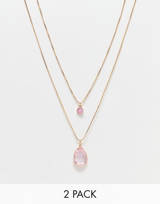 Pink stone deals necklaces