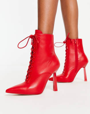 ALDO Began lace up ankle boots in red leather