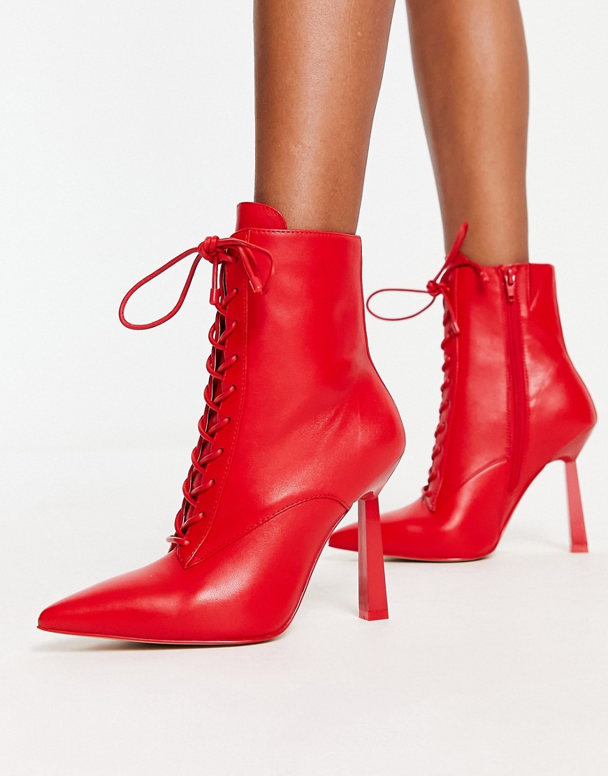 aldo began lace up ankle boots in red leather