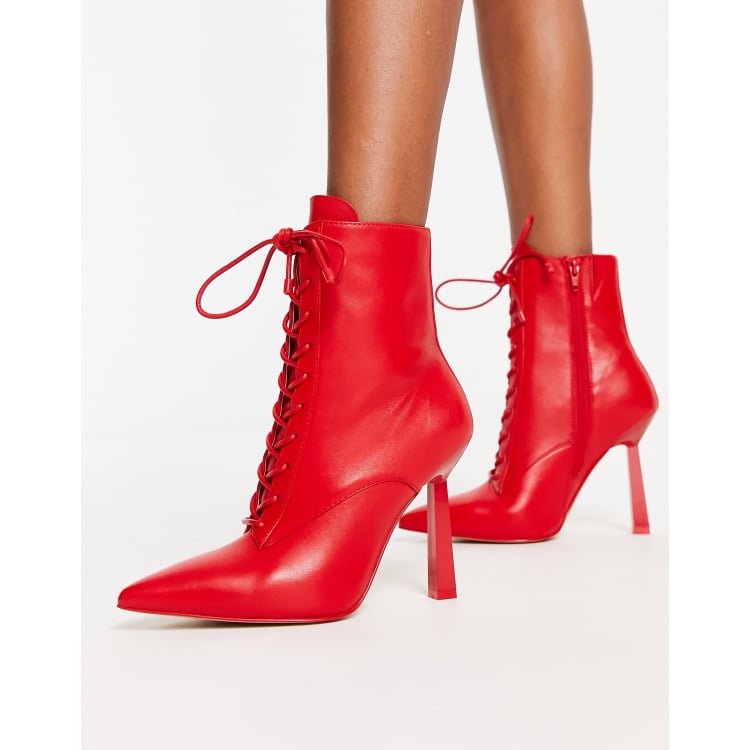 Red lace hot sale up booties