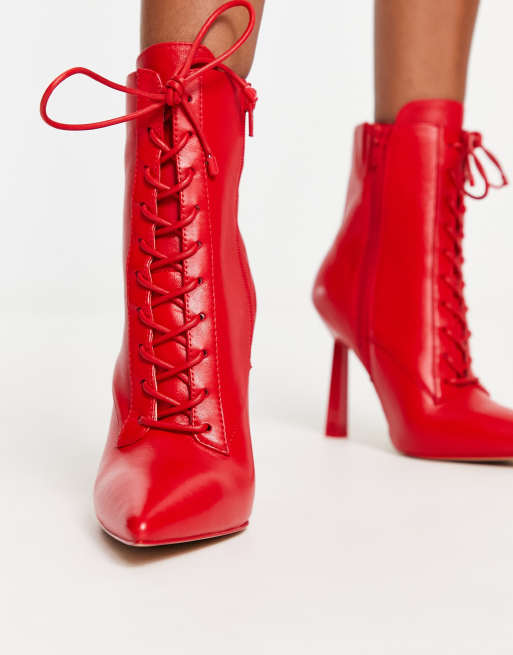 ALDO Began lace up ankle boots in red leather