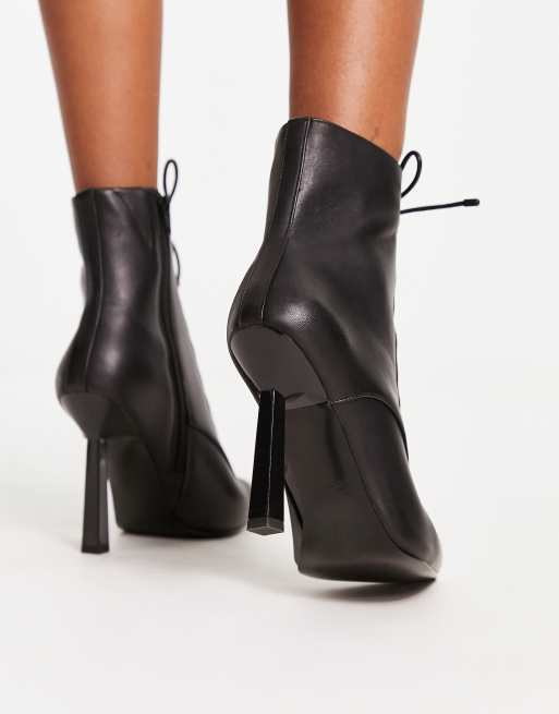 ALDO Began lace up heeled ankle boots in black leather ASOS