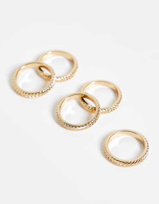 ALDO Beir pack of 5 stacking rings in gold metal