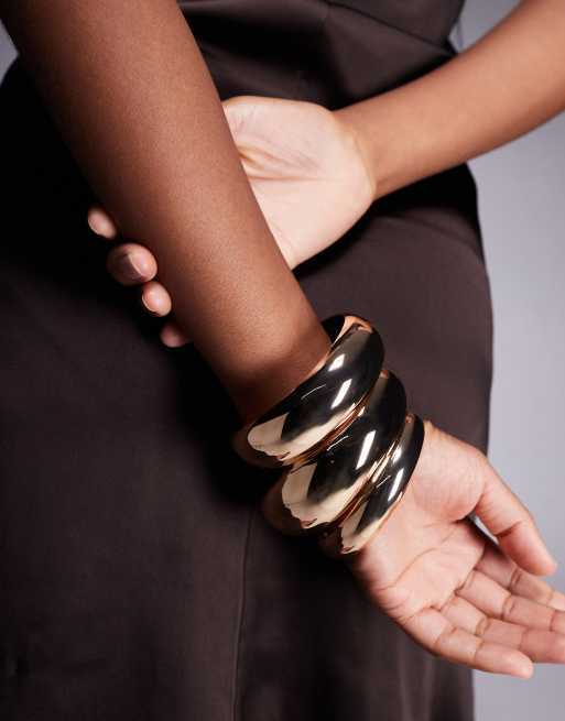 ALDO bena pack of 3 chunky bangle bracelets in gold