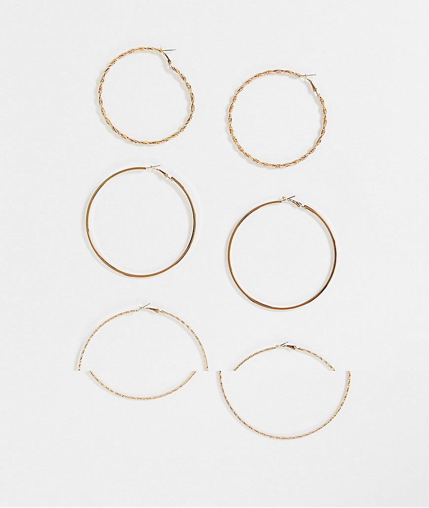 ALDO Berradda pack of 3 hoop earrings in gold