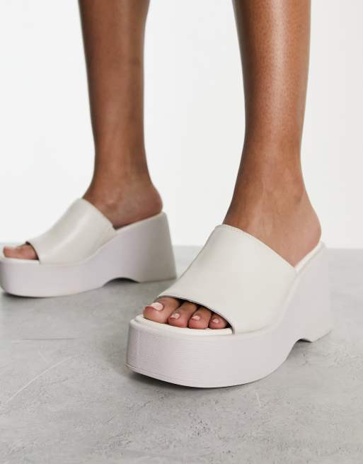 ALDO Betta platform wedge sandals in white leather