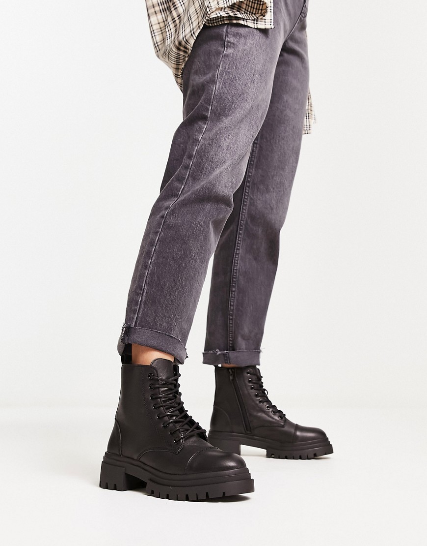 ALDO Bigmark lace up ankle boots in black leather