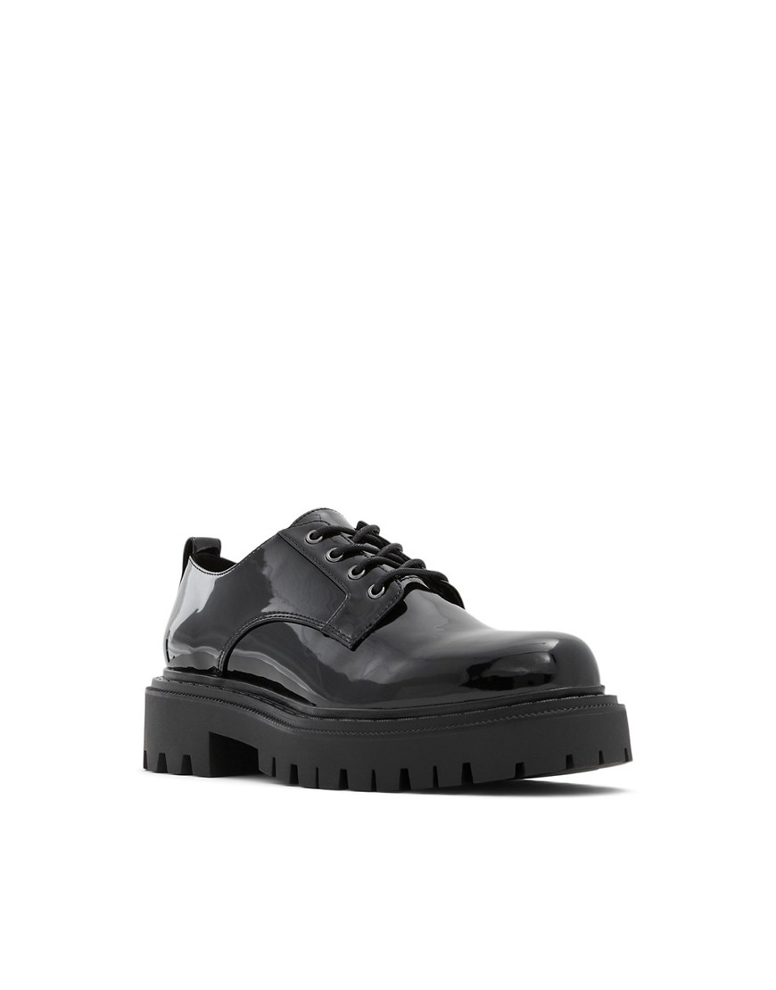 Aldo Bigmove Chunky Lace Up Shoes In Black Patent