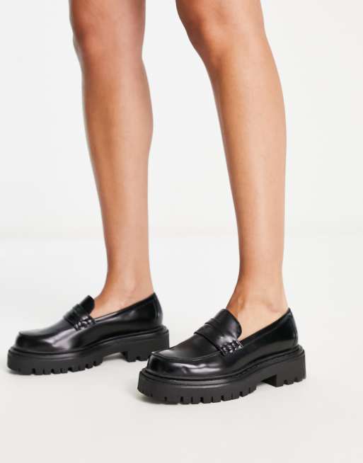 aldo black leather loafers