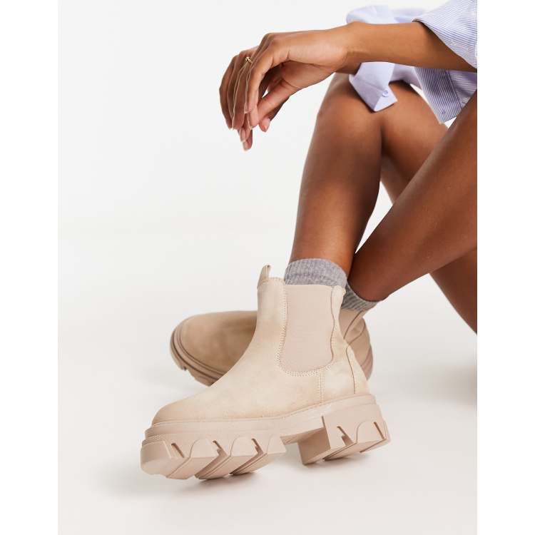 Akkumulering århundrede etisk ALDO Bigtrek chunky flat ankle boots in beige suede leather | ASOS