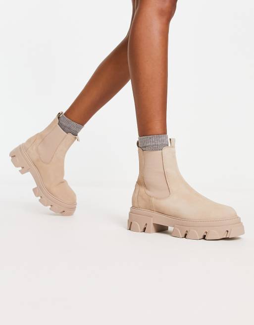 Akkumulering århundrede etisk ALDO Bigtrek chunky flat ankle boots in beige suede leather | ASOS