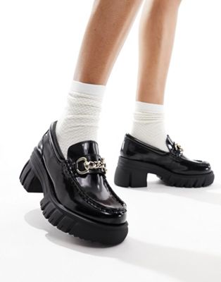 Bigwalk chunky heeled loafers in black leather