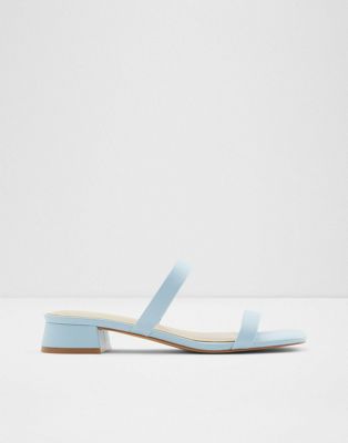 ALDO Biliwen double strap mid heeled sandals in light blue