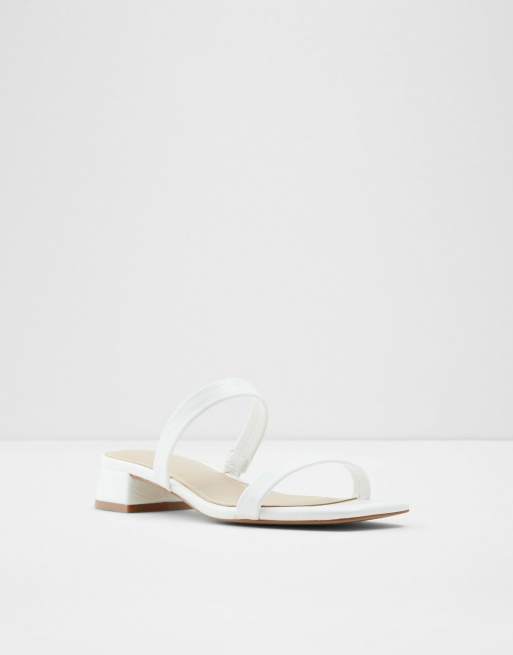 ALDO Biliwen double strap mid heeled sandals in white 
